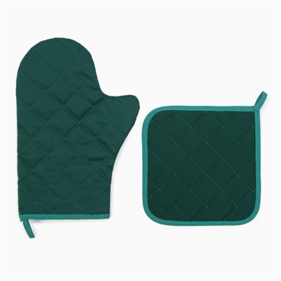 Набор кухонный «Этель. Маки»: варежка-прихватка 20×28 см, прихватка 19×19 см,100% хлопок