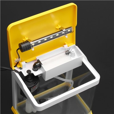 Аквариум SeaStar HX-180F в комплекте: LED-лампа, фильтр, 3.5 л, желтый