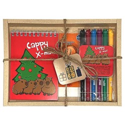 Набор подарочный "Капибара" блокнот А6 60л на спирали + ручки гелевые 6цв + корректор-лента "Капибара"  5 мм х 3 м 76617 Centrum