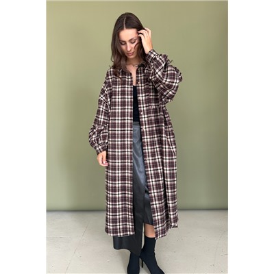 Рубашка удлиненная  AUTUMN046/04/Бордовый, белый