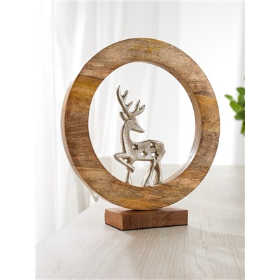 Сувенир интерьерный в деревянном кольце «Оленёнок», 30×8×33 см