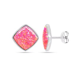 Серьги из серебра опал малиновый, МОВ0296
