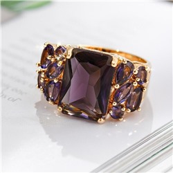 Кольцо 17 р ювелирная бижутерия коллекция "Дубай", покрытие позолота, вставка: фианиты, цвет: фиолетовый, арт.313.349-17