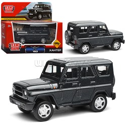 Машина металл UAZ Хантер 10,5 см, инерция, темно-серый, коробка
