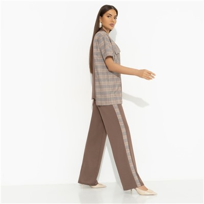 Брючный костюм с карманами, Современная утонченность (brown, 2 в 1)