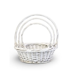 Корзина плетёная для хранения Brisa, с ручкой, белая, набор 3 шт.