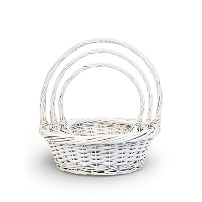 Корзина плетёная для хранения Brisa, с ручкой, белая, набор 3 шт.