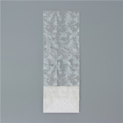 Пакет подарочный новогодний с жёстким дном, прозрачный с еловыми ветками, 6×8×23 см