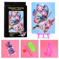 Мозаика алмазная "Бабочка на цветке" 15*20см