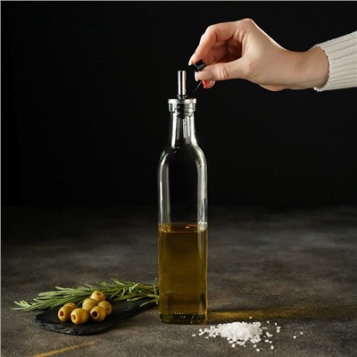 Бутылка для соусов и масла Доляна «Классик», 500 мл, 5.5×29 см, стекло, прозрачная