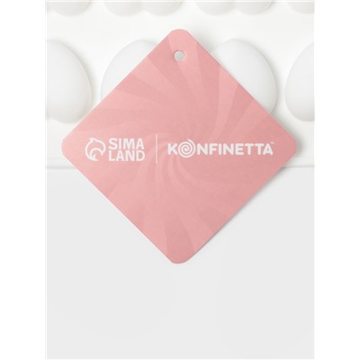 Форма для муссовых десертов и шоколада KONFINETTA «Сердца», силикон, 29.7×17.3×1.5 см, 35 ячеек (2.7×2.5 см), белая