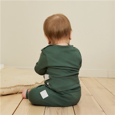 Костюм детский (штанишки, кофточка) «Крошка Я. Еловые веточки», рост 62-68 см, зелёный