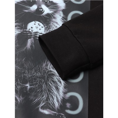 Толстовка детская MINAKU: Exclusive print, чёрная, рост 128 см