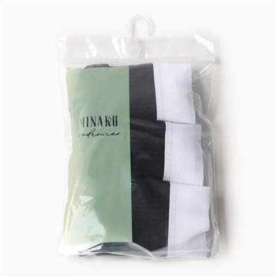 Трусы женские бразильяно MINAKU рубчик, набор 3 шт., размер 44-46, чёрные