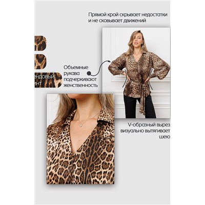 Блузка атласная нарядная с поясом 51060 НАТАЛИ, 1215225