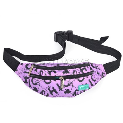 Сумка поясная "Limited Edition. Lilac Chic" подростковая 26x10x7 см, плотная ткань twill, 1 отделение на молнии, 1 передний карман на молнии, на регулируемом поясе с пряжкой