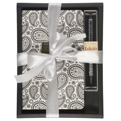 Подарочный набор Ежедневник недатированный А5 "Black&White. Восточный мотив" + металлическая ручка 3-743/02-5 Bruno Visconti