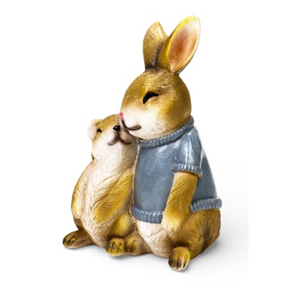 Садовая фигура из полистоуна «Заяц с дочкой», 23×18×12 см