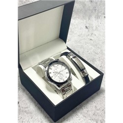 Подарочный набор для мужчины часы и браслет + коробка #22853501