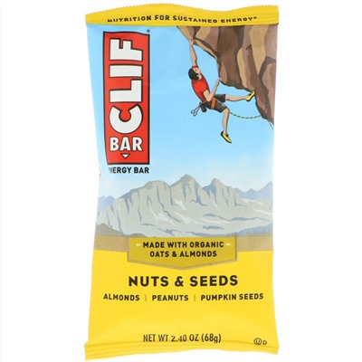 Clif Bar, Energy Bar, Nuts & Seeds, 12 Bars, 2.40 oz (68 g) Each