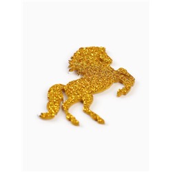 Декор новогодний на клеевой основе «Лошадки», золотой, набор 6 шт.