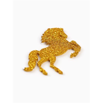 Декор новогодний на клеевой основе «Лошадки», золотой, набор 6 шт.