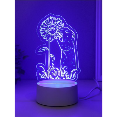 Светильник 3D RISALUX «Суслик и ромашка», LED-ночник, RGB, от сети, 9.5×10.1×17 см