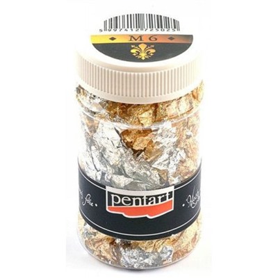 Поталь "Pentart" хлопья, 100 мл, ассорти М6, золото/серебро/медь/бронза 2502 Невская палитра