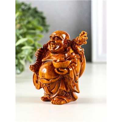 Нэцкэ фигурка полистоун под дерево «Хотей. Богатство», 7.2×6.8×9.2 см