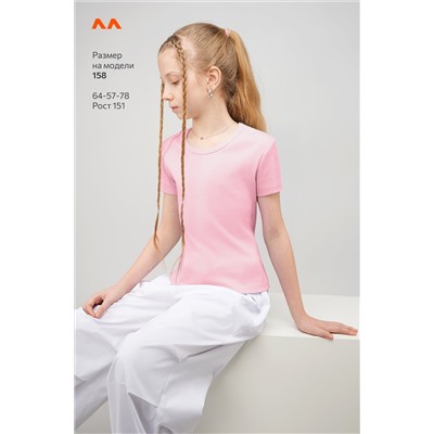 Футболка для девочки в рубчик из рибаны Happyfox