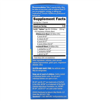 Nature's Way, Fortify Optima Probiotic, Adult 50+, 50 Billion, 30 Delayed Release Vegetarian Capsules
