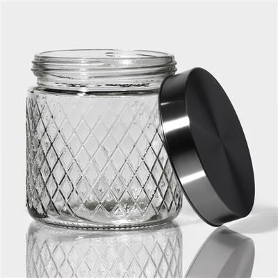 Банка для хранения сыпучих «Премиум», 850 мл, 11×12 см, с металлической крышкой, стекло