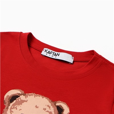 Пижама детская (лонгслив и брюки) KAFTAN «Мишка в шарфе» размер 28 (86-92 см)