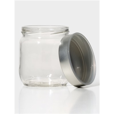 Банка для сыпучих «Вока», 380 мл, с металлической крышкой, стекло, прозрачная