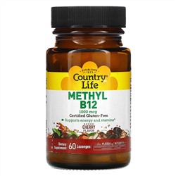 Country Life, Метил B12, со вкусом вишни, 1000 мкг, 60 пастилок