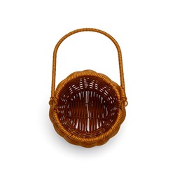 Корзина плетёная для хранения «Шар», 14×14×12 см, ручка h=16 см, пластиковая, коричневая