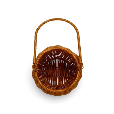 Корзина плетёная для хранения «Шар», 14×14×12 см, ручка h=16 см, пластиковая, коричневая