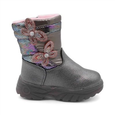 Ботинки на меху XV481-1-2 темно серебряные