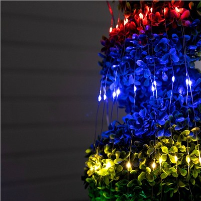 Гирлянда «Конский хвост» 10 нитей по 1 м, серебристая нить, 100 LED, 2 режима, солнечная батарея, свечение мульти