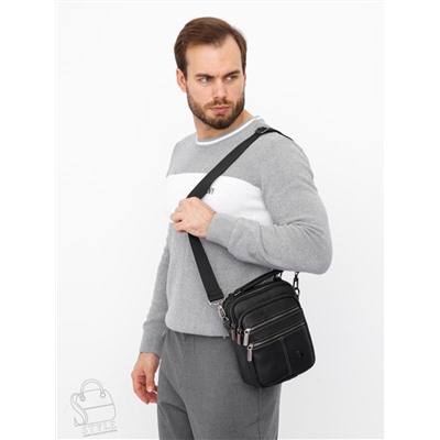 Сумка мужская кожаная 634M black Fuzhiniao в Новосибирске