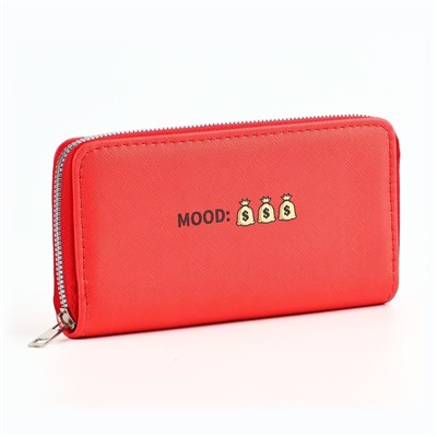 Кошелёк женский на молнии «Mood», кожзам, красный