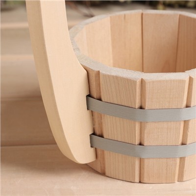 Ковш - черпак для бани и сауны, 500 мл, липа, нержавеющий обруч, 20 см, «Добропаровъ»