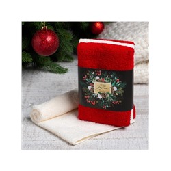 Набор новогодних махровых полотенец «Этель. Всё сбудется» 30×30 см - 3 шт., хлопок 100%