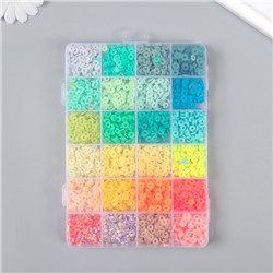 Декор для творчества пластик «Палитра зелёного и жёлтого», d=0.6 см, набор 24 цвета, 18.5×13×2 см