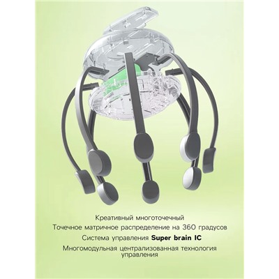 Массажер для головы LEM-32, электрический, мурашка, вибрационный, АКБ, белый