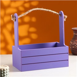 Подарочный ящик «Аром», 25.5×15×30 см, деревянный, ручка - канат, фиолетовый
