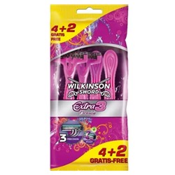 Станок для бритья одноразовый Schick (Wilkinson Sword) EXTRA-3 Essentials Mylntuition/ Beauty (4+2шт.) для женщин