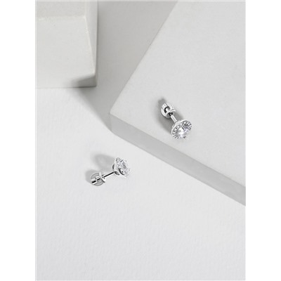 Серьги-пусеты из серебра с фианитами родированные 925 пробы 12-0491р