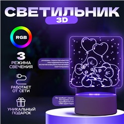 Светильник 3D RISALUX «Мышата», LED-ночник, RGB, от сети, 11.2×9.5×12.6 см