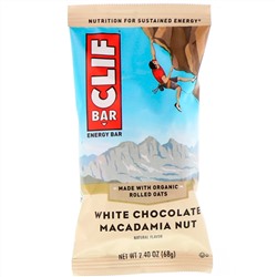 Clif Bar, Энергетический батончик с белым шоколадом и орехом макадамия, 12 батончиков, 2,40 унции (68 г) каждый